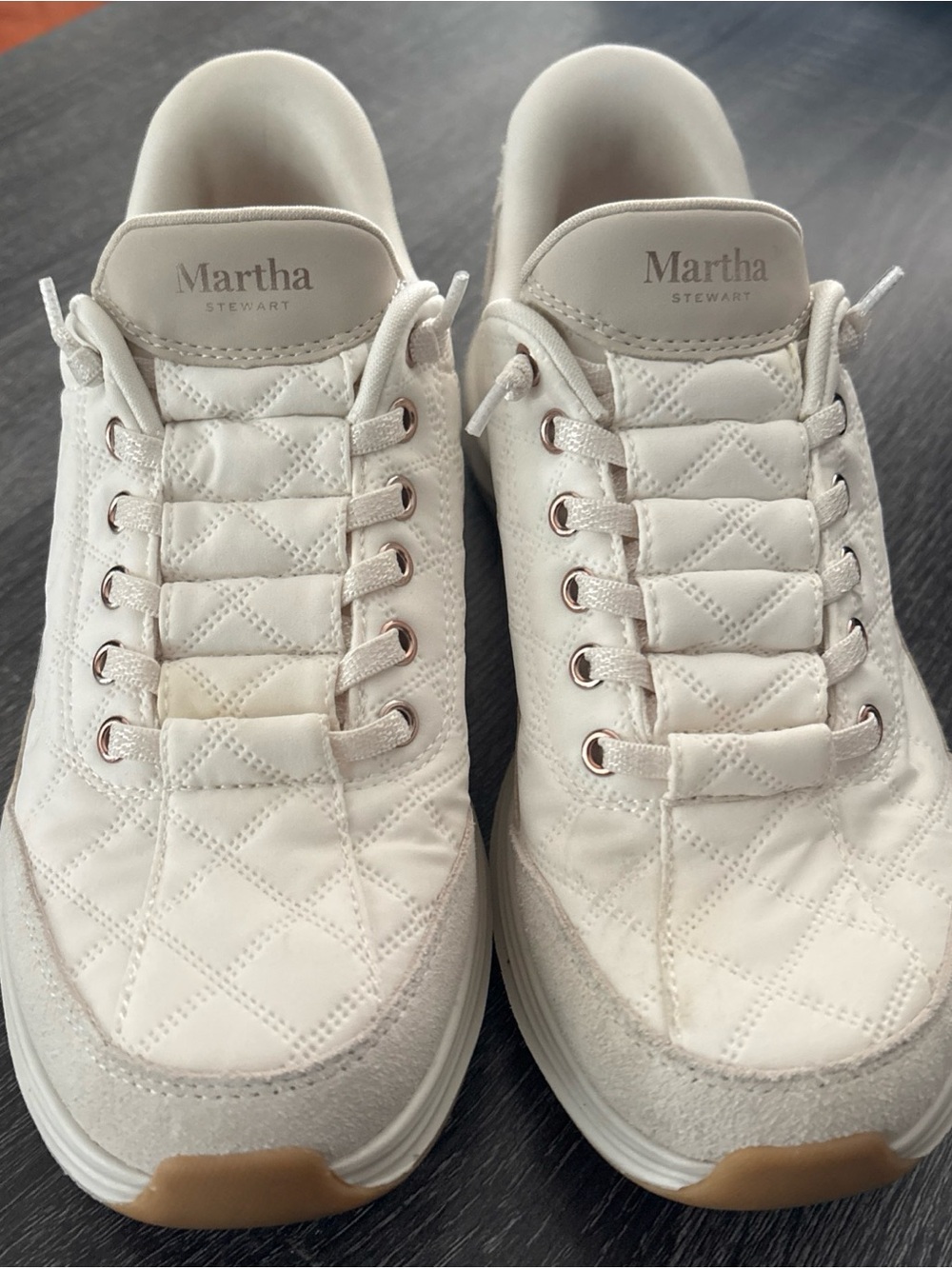 Martha Stewart Quilted Cream Skechers Sneakers